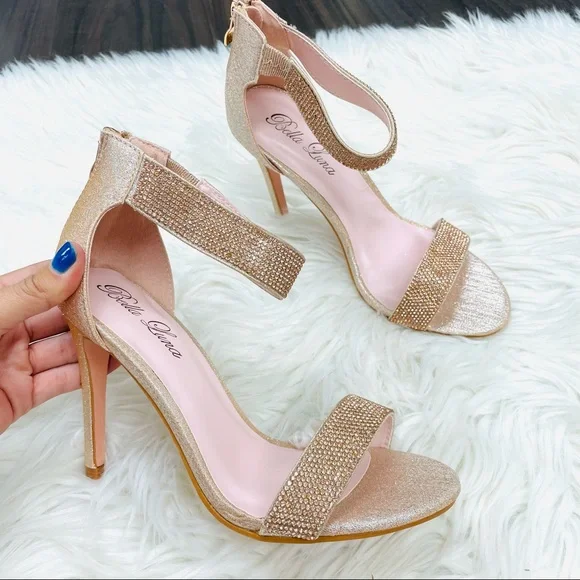 Champagne shimmer rhinestoned heel - Picture 2 of 7